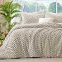 BEDELITE Fluffy King Size Comforter Set - Linen Fleece Soft Comforter for King Size Bed, Luxury Warm Bedding Set for Winter, Fuzzy Bed Set 3 Pieces (1 Comforter, 2 Pillowcases)