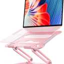 Urmust Laptop Notebook Stand Holder Adjustable Laptop Stand Portable Computer Riser Compatible with MacBook Air Pro HP Dell XPS Lenovo All Laptops 10-15.6"(Rose Gold)