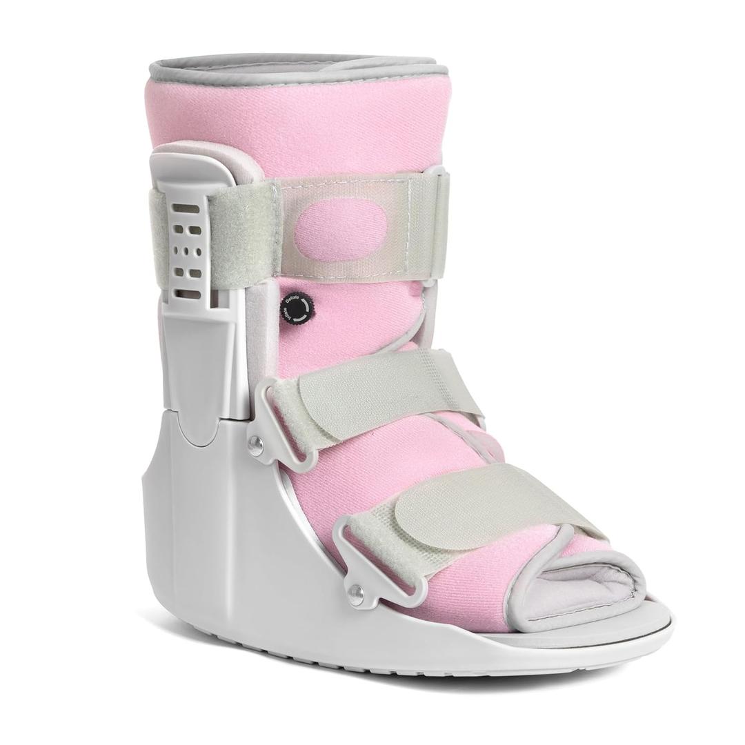Walking Boot for Broken Foot, Air Cam Walker Boot for Foot Injury Adjustable Fracture Support for Sprained Ankle, Grey Shell with Light Pink Lining for Women Medium