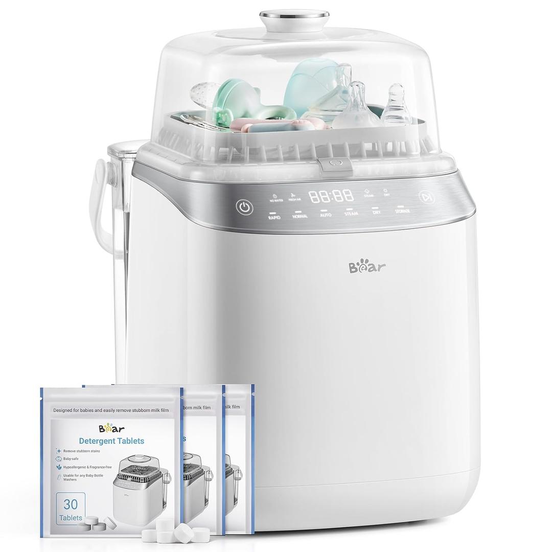 Bear Baby Bottle Washer Sterilizer Dryer All-in-One, 90 Detergent Tablets