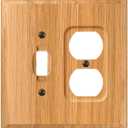 Amerelle Traditional Single Toggle/Single Duplex Wood Wallplate in Light Oak