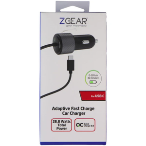 Z GEAR Adaptive Fast Charge Car Charger for USB C 28.8Watts Total Power