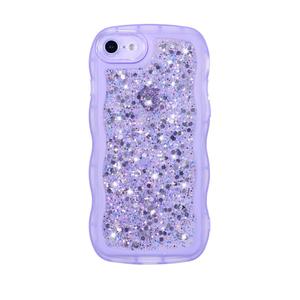 ZTOFERA for iPhone 7/8/SE Case 4.7", Cute Curly Wavy Design with Glitter Sequins,Luxury Aesthetic Bling Sparkly Shockproof Protective Phone Case for iPhone 7/8/SE-Glitter Purple