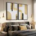 Framed Gold Abstract Modern Luxury Wall Art for Living Room, 24x36 Inch, 24" W x 36" H x 2Pcs