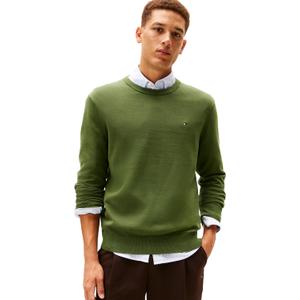 Tommy Hilfiger Mens Cotton Solid Crewneck Sweater Lightweight Pullover,  (Medium, Mountain Pine)