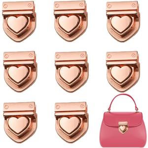 Alunsito 8 Pack Purse Locks Handbag Closure Fasteners Clip Twist Locks Fasteners Metal Hardware Clasp Buckles for DIY Wallet Shoulder Bags Craft Briefcase Making (Rose Gold)