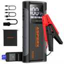 AsperX AX4500 Jump Starter, 4500A Peak Car Jump Starter for Up to All Gas and 10.0L Diesel Engines, 12V Battery Starter with 4 Inch LCD Display, Lithium Battery Booster with Built-in LED Light