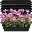 OSMOFUZE Window Box Planter, 6 Packs 17 Inches Rectangle Planters Box with Drainage Holes and Trays, Vegetable Planters for Windowsill Patio Garden Home Decor Porch Yard Dark Gray