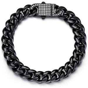 Amazon Essentials Unisex Thick Cuban Chain Bracelet with Simulated Diamond Clasp