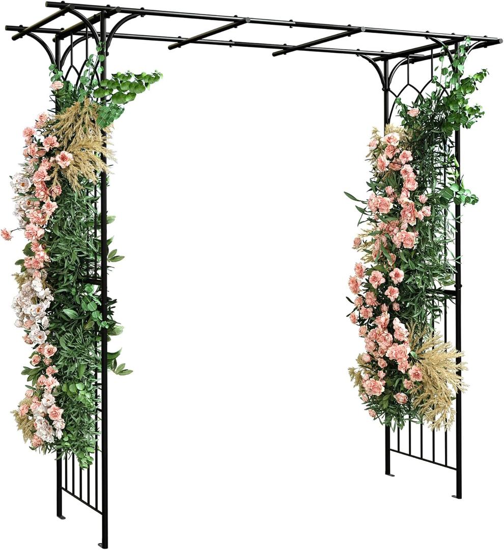 YITAHOME Metal Garden Arbor, 81" H Garden Arch Trellis for Climbing Plants Outdoor Backyard Lawn, Wedding Arches for Ceremony Decoration