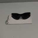 Rimless Y2K Sunglasses Star Wrap Around Glasses 2000S Accessories for Women Men Trendy Fashion Cool Shield Shades (1 Pack, Black/ Black)