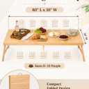 Boho Wooden Folding Picnic Table 80"x30"Low Portable Outdoor Camping Table, 80x30in - No assembly required