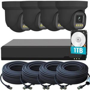 Smart 5MP PoE 4ch Security Camera System for Home Outdoor NVR Surveillance, 4pcs Wired 5MP PoE Cameras with Night Vision, Human Detection, 4K NVR with 1TB HDD for 24-7 Recording