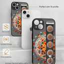 Compatible for iPhone 14 Case Cute with Strap Stand Finger Kickstand, Designer Cool Silicone Cases Funda Cover - Orange Flower Mandala