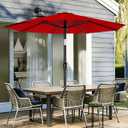 AreShark 9 FT Patio Umbrella for Outdoor, Outdoor Table Umbrella with Push Button Tilt and Crank, Outdoor Patio Umbrellas with 8 Sturdy Ribs for Market, Garden, Pool (Red)