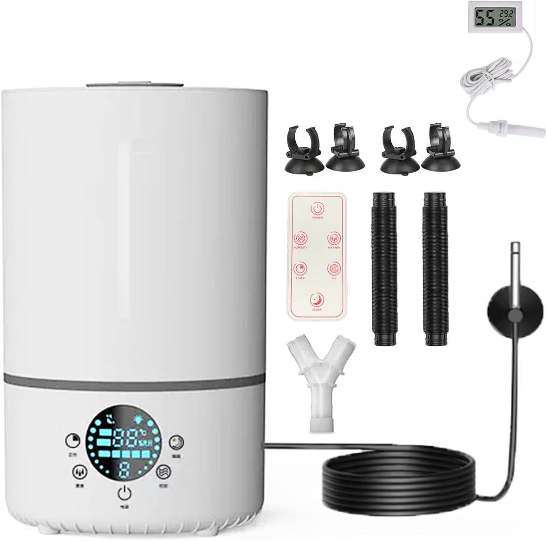 JzNchp Humidifier for plants, Reptile fogger, 4L, Dual Tank Mode & Dual Probes with Constant Humidity Setting, 35H Runtime, Remote Control, for Reptile Terrariums & Indoor Houseplants