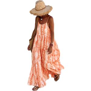 PRETTYGARDEN Women Summer Dresses 2026 Spaghetti Strap Scoop Neck Floral Maxi Dress Flowy Boho Long Sundress with Pockets, XXLarge