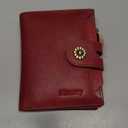 Wallet Women,RFID Blocking Real Leather Womens Wallet Bifold Compact Card Holder Small Wallet for Women with Removable ID Window Red