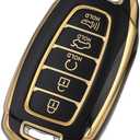 Key Fob Cover Compatible with Smart Key (5 Button, Gold and Black)