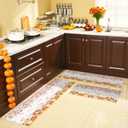 Tinideya Fall Kitchen Rugs Set of 3 Pumpkin Patch Autumn Maple Leaves Kitchen Mats Decor Thanksgiving Farmhouse Floor Door Mat Rug Home Decorations