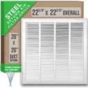 Fits 20x20 Duct Opening | Steel Return Air Filter Grille by Handua [Fixed Hinged] for 1-inch Filters | Vent Cover Grill for Sidewall and Ceiling | White | Outer Dimensions: 22 5/8"W X 22 5/8"H