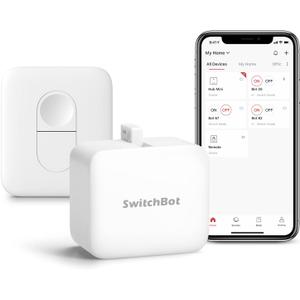Switchbot Smart Switch Button Pusher (Bluetooth) Fingerbot for Rocker Switch/One-Way Buttons, App Timer Control, No Wiring, Optional Hub Required for Voice/Remote, White