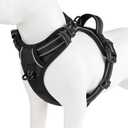 PHOEPET No Pull Dog Harness Medium Reflective Front Clip Puppy Vest with Handle,Adjustable 2 Metal Leash Attachment Hooks(M, Black)