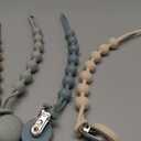 Cuddle Campus Silicone Pacifier Clip Holder with One Piece Design, Pack of 4 Soft Flexible Binky Clips with Texture for Baby Boy and Girl Set 1(6M+) (Neutral)