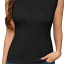 Turtlenecks for Women Mock Turtle Neck Ribbed Knit Pullover Sweater Vest Tank Tops Casual Stretchy, Size S