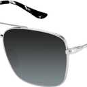 MAXJULI XL Size Extra Large Polarized Sunglasses 148 MM for Big Wide Heads Men Metal Glasses 8816 (Silver+gradient Grey)