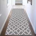 U'Artlines Runner Rug for Hallway 2×6feet Non Slip Kitchen Floor Carpet Runners Grey Geometric Pattern Machine Washable Area Rug for Entryway Bathroom