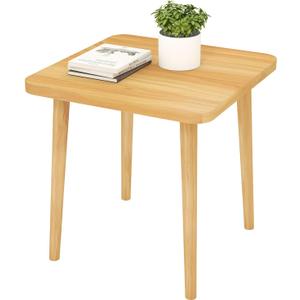 Funecy Square End Table Low Table with 4 Solid Wood Sturdy Legs,Floor Table Desk for Sitting on The Floor,20"(L) x 20"(W) x 20"(H),Living Room/Toy Room Furniture,Rental House Furniture(Natural)