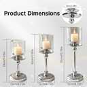 Sliver Hurricane Candle Holders - Set of 6 Tall Candlestick Holders Windproof Taper Candle Holders, Metal Stand for Table Centerpiece Outdoor Indoor Wedding Party Holiday Decor