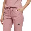 VIAOLI Scrubs for Women - V-Neck Top & Cargo Pants Uniform Womens Medical Scrubs Set for Nurses, Doctors (Pink, S)