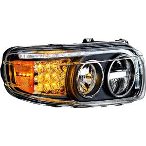 United Pacific 35797 Headlight Assembly, RH, LED, Black Housing, High/Low Beam, Aero Fin Design, with LED Signal, White LED Position Light and LED Side Marker