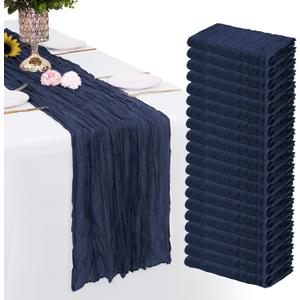20 Pack Navy Blue Cheesecloth Table Runner Gauze Rustic Sheer 35 x 70 inch Navy Blue Cheese Cloth Table Runners for Wedding Party Bridal Shower Decor