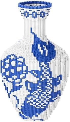 AIYIMUSIDEEN Vase Building Blocks, Blue and White Color Matching Fish Patterns, high Difficulty, Suitable for Adults (11000PCS)