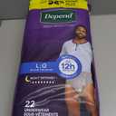 Depend Night Defense Adult Diapers, Incontinence Underwear for Men, Disposable, Overnight, Large, Grey, 22 Count