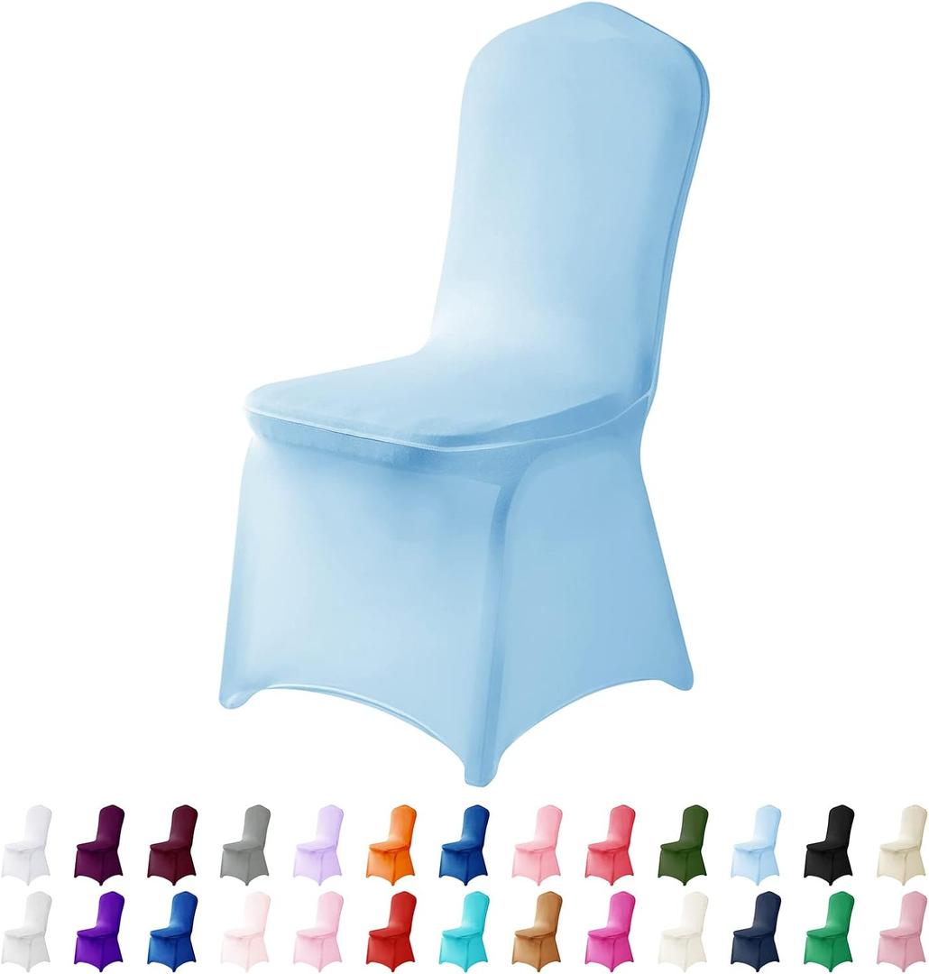 Spandex Chair Covers, 25PCS, Removable Washable Protector Stretch Covers for Living Room, Party, Banquet, Wedding Event, Hotel (Blue Mist) (25Pack)