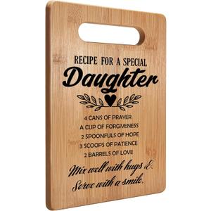 Daughter Gifts, Cutting Board Gifts for Daughter, Daughter Gifts from Mom Dad Parents, Daughter Birthday Gifts, Recipe for a Special Daughter Bamboo Cutting Board for Kitchen
