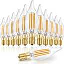 Hizashi 90+ CRI LED Candelabra Bulb 40W Equivalent E12 LED Bulb Dimmable 2700K Soft Warm White, Chandelier Light Bulbs, 4W 450LM Flame Tip CA10 Candle Light Bulbs, UL Listed - 12 Pack