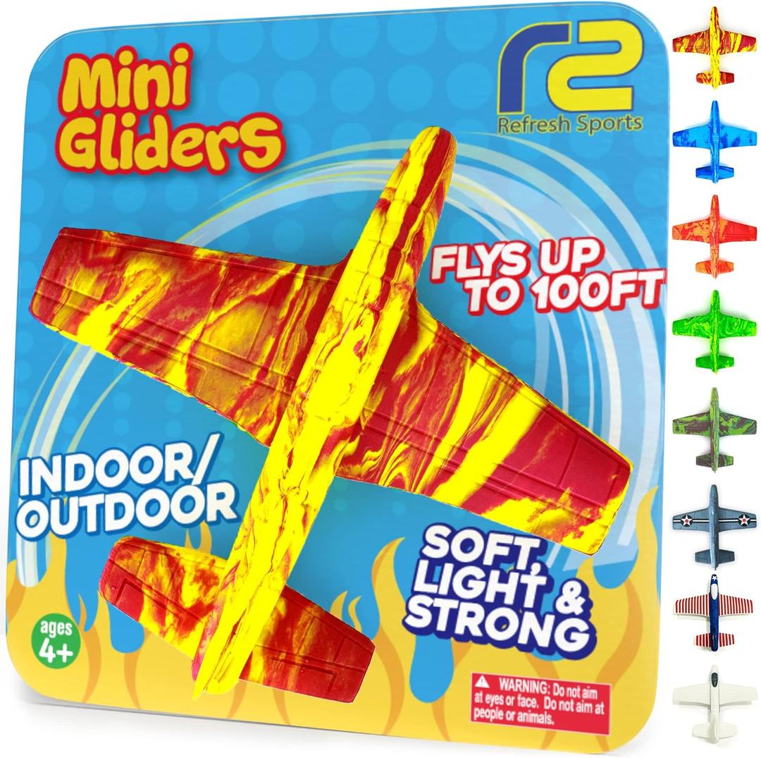 Airplane Toy Foam Glider Plane for Kids: Best Outdoor Toys for 4+ Year Old Boys & Girls All Ages - Birthday Gift Ideas & Summer Yard Games Great Gifts for Boys Ages 3 4 5 6 7 8 9 + Year Olds (Orange)