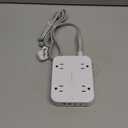 Flat Plug Extension Cord, HANYCONY 5ft Power Strip with 4 USB Ports(2 USB C), 4 Widely Outlets Extender, Wall Mount, Desk Charging Station for Office School Travel Dorm Room Essentials, ETL Listed