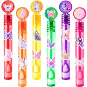Butterfly Party Favors for Kids  24PCS Fairy Garden-Themed Mini Bubble Wands, Great for Birthday Supplies, Pinata Fillers, Goodie Bags & Classroom Rewards