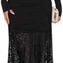 ZESICA Women's Long Sleeve Off Shoulder Bodycon Dresses Fall 2025 Ruched Lace Wedding Guest Cocktail Formal Maxi Dress Black Large