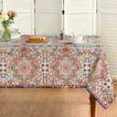 Horaldaily Boho Bohemia Style Tablecloth 60x84 Inch Rectangular, Vintage Country Rustic Farmhouse Magical Fall Orange Washable Seasonal Table Cover for Party Picnic Dinner Decor