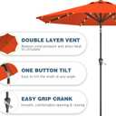 9FT Patio Umbrella with Solar Lights,Outdoor Market Umbrella with Tilt and Crank, LED Lighted Table Umbrella for Garden,Deck,Backyard,Pool,Beach (Orange)