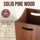 Wood Waste Basket, 2 Gallon Rectangular TrashCan with Handles, Water-Resistant Lacquer Finish, Compact for Bathroom Bedroom Office