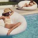 SUNNYLiFE Cloud Lounger, Oversized Floating Daybed, Tierra Cream, PVC/Fabric/Textilene, 74.02x60.24 Inches, 13.56 lbs