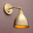 Yosoan Vintage Wall Sconce Bookcase Light, 1-Light Dimmable On Off Switch Hardwired Industrial Mount Metal Fixture Lighting Lamp with 6.1" Oval Antique Metal Shade in-Build Gold Reading Light for Bed